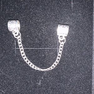 Charm bracelet safety clasp- silver